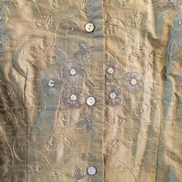 CHICO'S DESIGN BEADED EMBROIDERED SILK tunic - Picture 4 of 5